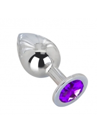 Большой плаг из стали с фиолетовым кристаллом Violet Dream - 9,5 см. - Erotic Fantasy - купить с доставкой в Рубцовске