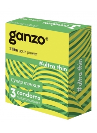 Ультратонкие презервативы Ganzo Ultra thin - 3 шт. - Ganzo - купить с доставкой в Рубцовске