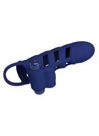 Синяя насадка на пенис Powerful Ring - 18,8 см. - Baile - в Рубцовске купить с доставкой