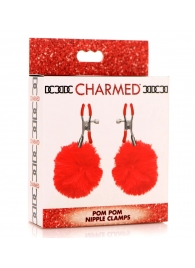 Красные зажимы на соски с помпонами Pom Pom - XR Brands - купить с доставкой в Рубцовске