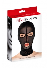 Черная сетчатая маска на голову с отверстиями для глаз и рта - Fetish Tentation - купить с доставкой в Рубцовске