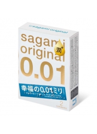 Увлажнённые презервативы Sagami Original 0.01 Extra Lub - 2 шт. - Sagami - купить с доставкой в Рубцовске