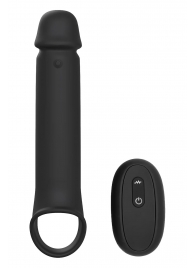 Черная насадка-удлинитель с вибрацией Vibrating Extender With Remote - Dream Toys - в Рубцовске купить с доставкой