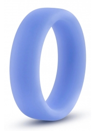 Голубое люминесцентное кольцо Silicone Glo Cock Ring - Blush Novelties - в Рубцовске купить с доставкой