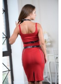 Черно-серебристая портупея-юбка plus size с цепочками - БДСМ Арсенал - купить с доставкой в Рубцовске