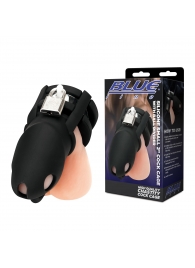 Черная клетка для пениса Silicone Small 2 in Cock Cage With Ball Divider - BlueLine - купить с доставкой в Рубцовске