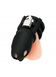 Черная клетка для пениса Silicone Small 2 in Cock Cage With Ball Divider - BlueLine - купить с доставкой в Рубцовске