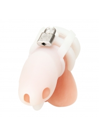Белая клетка для пениса Silicone Small 2 in Cock Cage With Ball Divider - BlueLine - купить с доставкой в Рубцовске