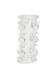 Прозрачная насадка на пенис с шипами и бугорками JELLY JOY LUST CLUSTER CLEAR - Dream Toys - в Рубцовске купить с доставкой