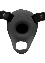 Черный полый страпон с вибрацией 2’’ Erection 28X Smooth Vibrating Silicone Penis Sheath - XR Brands - купить с доставкой в Рубцовске