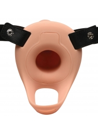 Телесный полый страпон 2  Erection 28X Smooth Vibrating Silicone Penis Sheath - 16 см. - XR Brands - купить с доставкой в Рубцовске