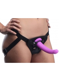 Лиловый поясной страпон Navigator Silicone G-Spot Dildo with Harness - 17,8 см. - XR Brands - купить с доставкой в Рубцовске