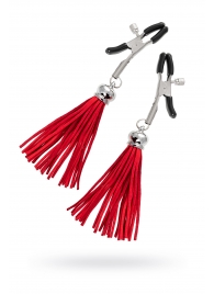 Зажимы на соски «Прищепки» с красными кисточками из замши - Pecado - купить с доставкой в Рубцовске