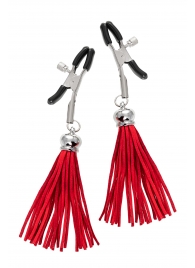 Зажимы на соски «Прищепки» с красными кисточками из замши - Pecado - купить с доставкой в Рубцовске