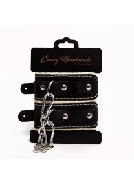Черные скругленные наручники с мягкой бежевой подкладкой - Crazy Handmade - купить с доставкой в Рубцовске