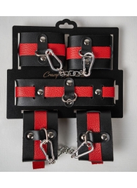 Черно-красный набор фиксаций: наручники, оковы и ошейник - Crazy Handmade - купить с доставкой в Рубцовске