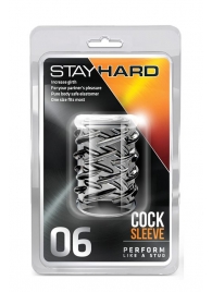 Прозрачная насадка с объёмными чёрточками STAY HARD COCK SLEEVE 06 CLEAR - Blush Novelties - в Рубцовске купить с доставкой