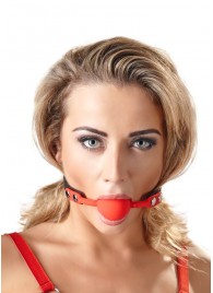Силиконовый кляп-шар на чёрных ремешках Red Gag silicone - Orion - купить с доставкой в Рубцовске