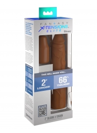Коричневая насадка на член 2  Silicone X-tension - 20,3 см. - Pipedream - в Рубцовске купить с доставкой