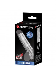 Прозрачная насадка на пенис с ребрышками и подхватом мошонки - Baile - в Рубцовске купить с доставкой