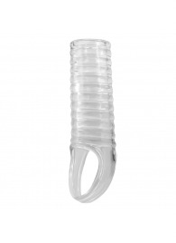 Прозрачная насадка на пенис с ребрышками и подхватом мошонки - Baile - в Рубцовске купить с доставкой