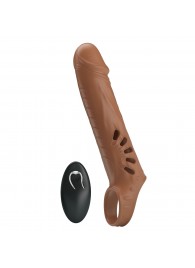 Коричневая вибронасадка с подхватом мошонки и пультом ДУ - Baile - в Рубцовске купить с доставкой