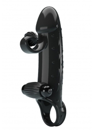 Черная вибронасадка на пенис с подхватом мошонки - 20 см. - Baile - в Рубцовске купить с доставкой