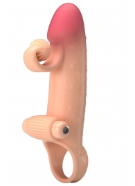 Телесная вибронасадка на пенис с подхватом мошонки - 20 см. - Baile - в Рубцовске купить с доставкой
