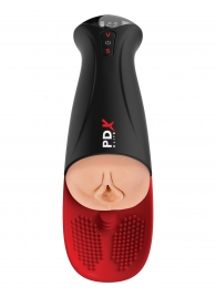 Телесный мастурбатор-вагина в черной колбе с вибрацией Fuck-O-Matic Pro XL - Pipedream - в Рубцовске купить с доставкой