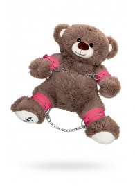 Бондажный набор: бурый мишка с розовыми оковами и наручниками - Pecado - купить с доставкой в Рубцовске