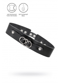 Черный чокер-ошейник со связанными кольцами на подложке - Pecado - купить с доставкой в Рубцовске