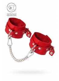Красные мягкие кожаные оковы с люверсами - Pecado - купить с доставкой в Рубцовске