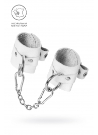 Белые мягкие кожаные наручники с люверсами - Pecado - купить с доставкой в Рубцовске