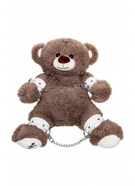 Бондажный набор: бурый мишка с белыми оковами и наручниками - Pecado - купить с доставкой в Рубцовске