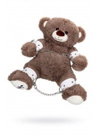 Бондажный набор: бурый мишка с белыми оковами и наручниками - Pecado - купить с доставкой в Рубцовске