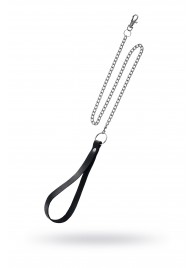 Поводок с ручкой из черной натуральной кожи и карабином для ошейника - Pecado - купить с доставкой в Рубцовске