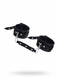 Черные двухслойные кожаные оковы с белой строчкой - Pecado - купить с доставкой в Рубцовске