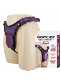 Фиолетовые трусики харнесс с платформой Caludio III - Baile - купить с доставкой в Рубцовске