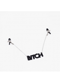 Зажимы на соски с кожаной подвеской Bitch - Crazy Handmade - купить с доставкой в Рубцовске