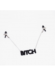 Зажимы на соски с кожаной подвеской Bitch - Crazy Handmade - купить с доставкой в Рубцовске