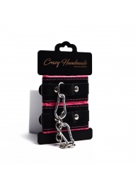 Черно-розовые скругленные наручники с мягкой подкладкой - Crazy Handmade - купить с доставкой в Рубцовске