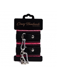 Черно-розовые скругленные наручники с мягкой подкладкой - Crazy Handmade - купить с доставкой в Рубцовске