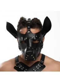 Черная кожаная маска «Собака» - Crazy Handmade - купить с доставкой в Рубцовске