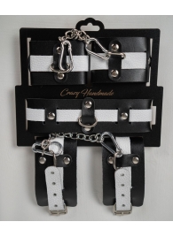 Набор фиксаторов из черной и белой натуральной кожи - Crazy Handmade - купить с доставкой в Рубцовске