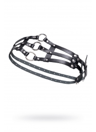 Черный кожаный пояс с кольцами - Pecado - купить с доставкой в Рубцовске