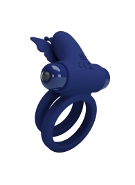 Синее эрекционное кольцо с вибростимуляцией клитора - Baile - в Рубцовске купить с доставкой
