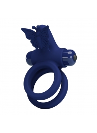 Синее эрекционное кольцо с вибростимуляцией клитора - Baile - в Рубцовске купить с доставкой