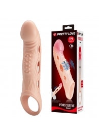 Телесная удлиняющая насадка с рельефом и вибрацией Brad - 21,3 см. - Baile - в Рубцовске купить с доставкой