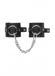 Черные наручники из толстой натуральной кожи с люверсами - Pecado - купить с доставкой в Рубцовске