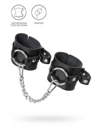 Черные наручники из толстой натуральной кожи с люверсами - Pecado - купить с доставкой в Рубцовске